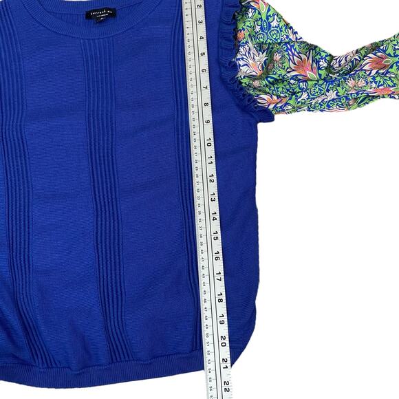 Anthropologie Current Air Twee Floral Nouveau Contrast Sweater Knit Top SZ M - Picture 15 of 16